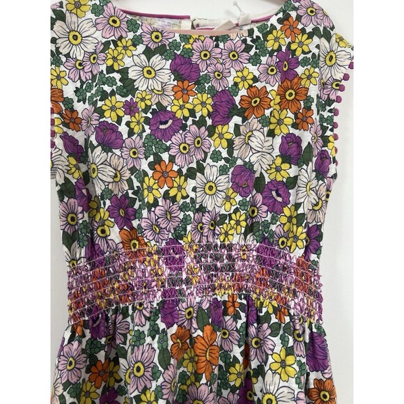 MINI BODEN PURPLE FLORAL SMOCKED KNIT DRESS , 6/7 Yrs. - Picture 3 of 9